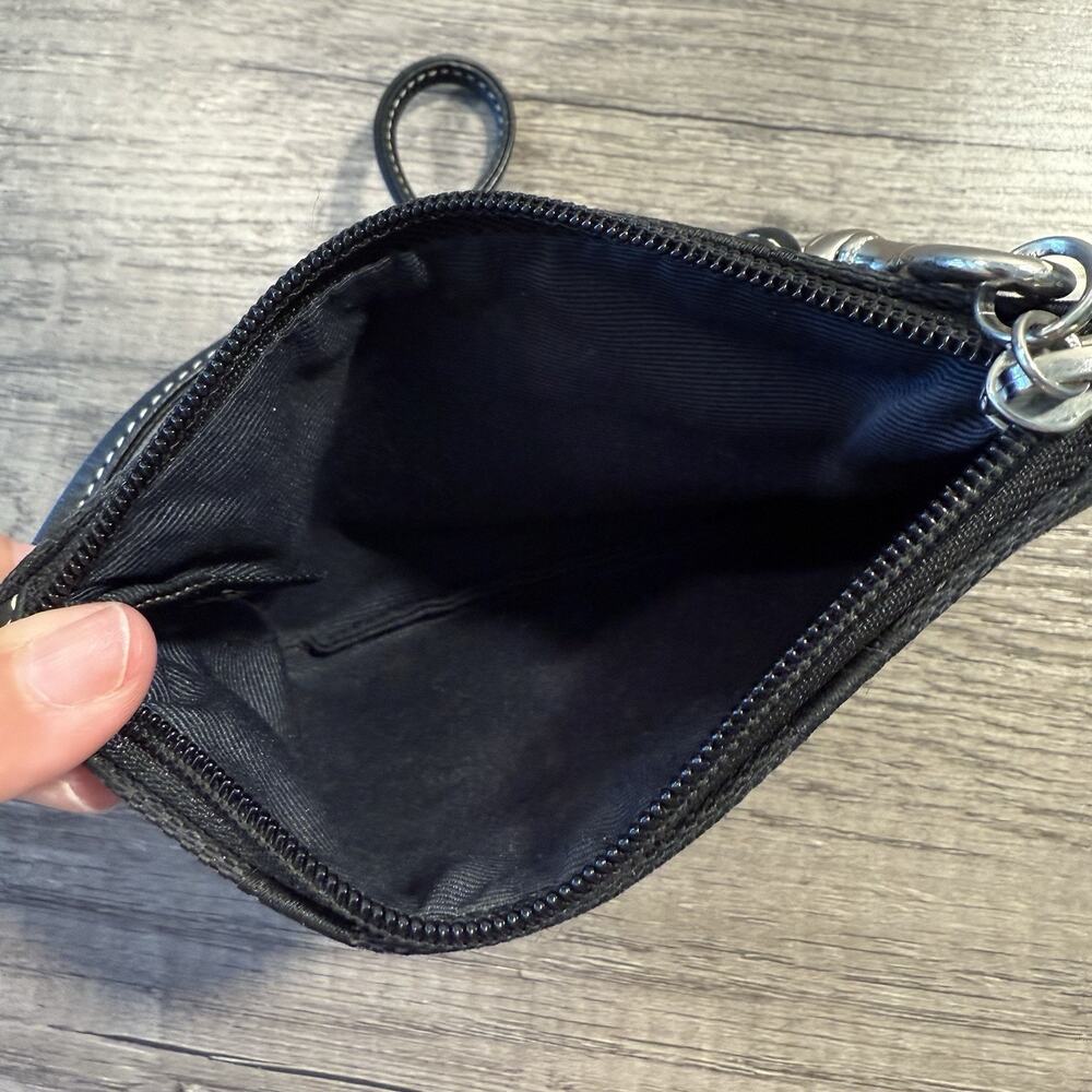 Coach Signature C Monogram Wristlet Pouch Black Canvas Leather Trim - Picture 5 of 5